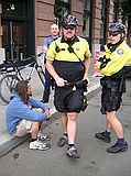 bike cops annoyed at my intrusion 'til they learned it was my bike