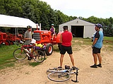 riders visit Marvin's collection of restored Allis Chalmers tractors