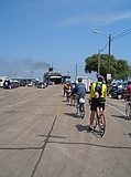 our group filing onto the S.S. Badger, coal fired ferry to Ludington, MI